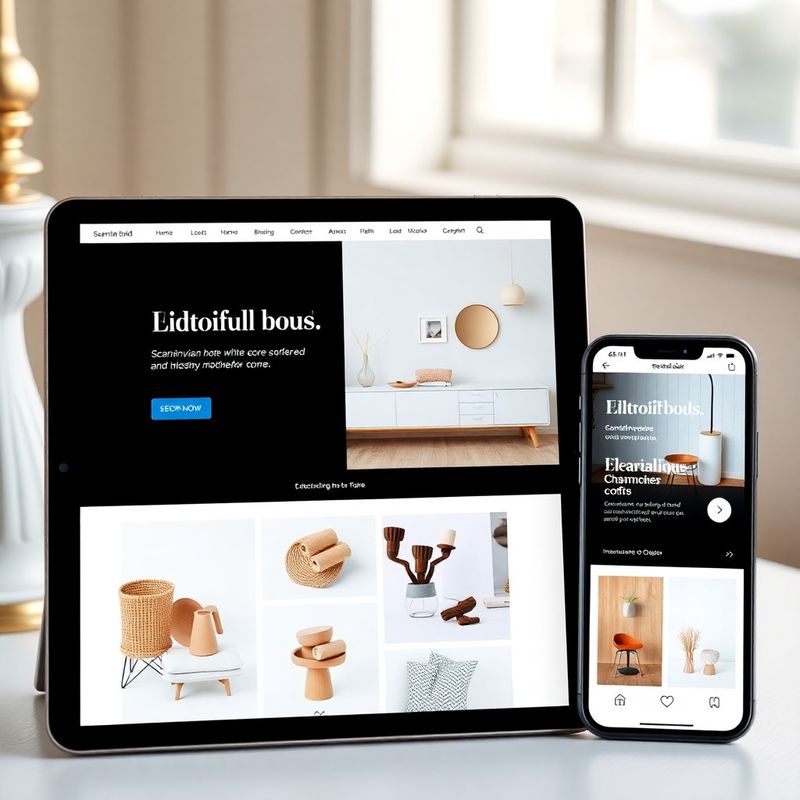 E-shop se skandinávským nábytkem na tabletu a mobilu